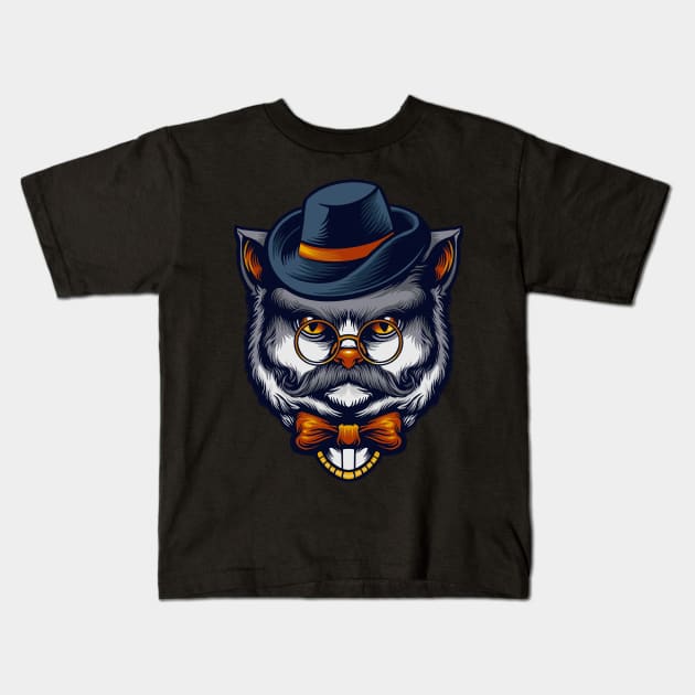 A cat. A gentleman. Kids T-Shirt by Artaron